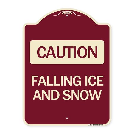 SIGNMISSION Caution Falling Ice and Snow Heavy-Gauge Aluminum Architectural Sign, 24" x 18", BU-1824-24286 A-DES-BU-1824-24286